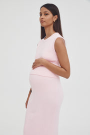 Maternity Rib Maxi Skirt (Pink) 6