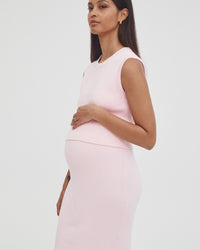 Maternity Rib Maxi Skirt (Pink) 6
