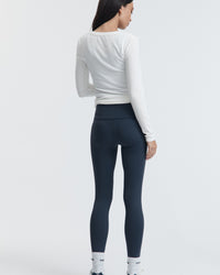 Premium Ribbed Maternity Henley Top (White) 6