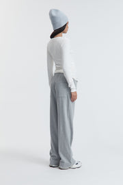 Premium Ribbed Maternity Henley Top (White) 7