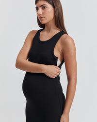 Stylish Maternity Rib Dress (Black) 7