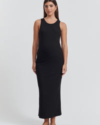 Stylish Maternity Rib Dress (Black) 5