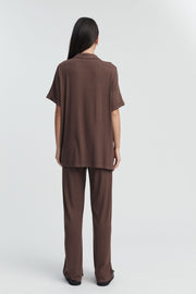 Ribbed Cotton Maternity Shirt (Chocolate) 5