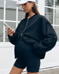 Ribbed Maternity Bike Shorts (Black) 1