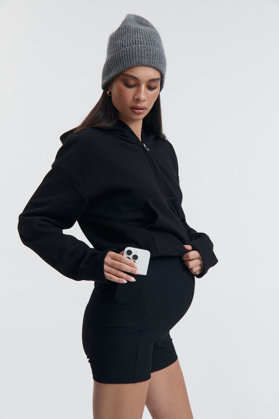 Ribbed Maternity Bike Shorts (Black) 6