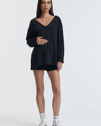 Ribbed Maternity Bike Shorts (Black) 8