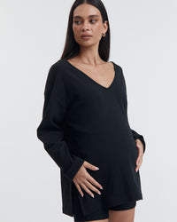 Ribbed Maternity Bike Shorts (Black) 9