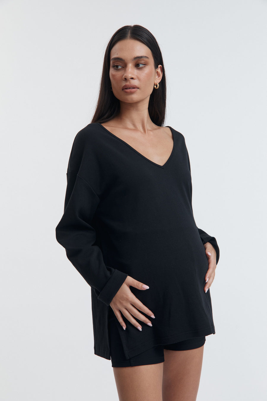 Ribbed Maternity Bike Shorts (Black) 9