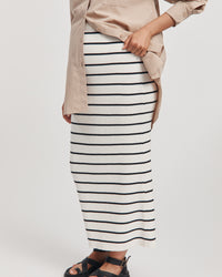 Ribbed Maternity Maxi Skirt (Stripe) 6