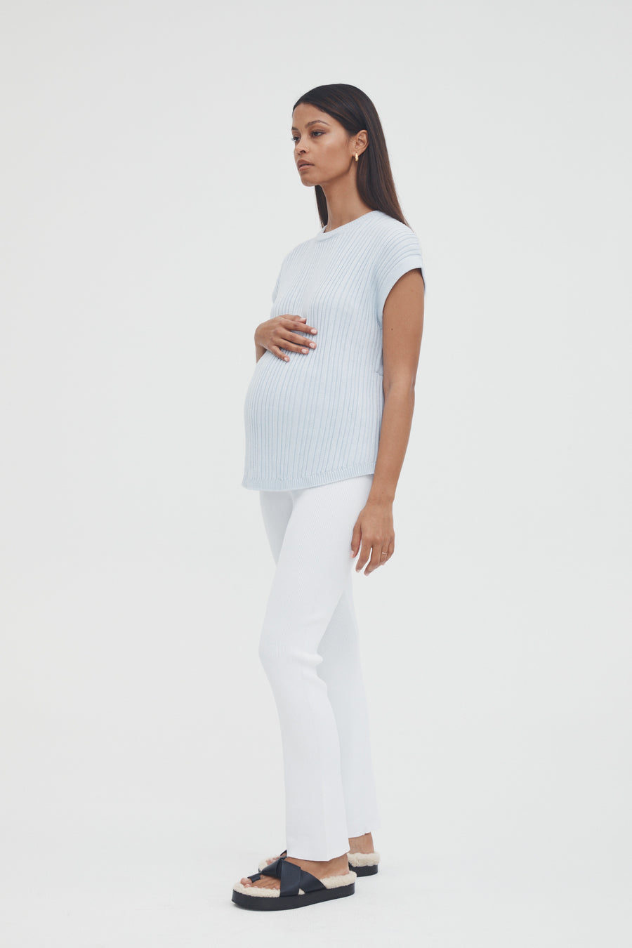 Maternity Cable Knit Top (Powder) 4