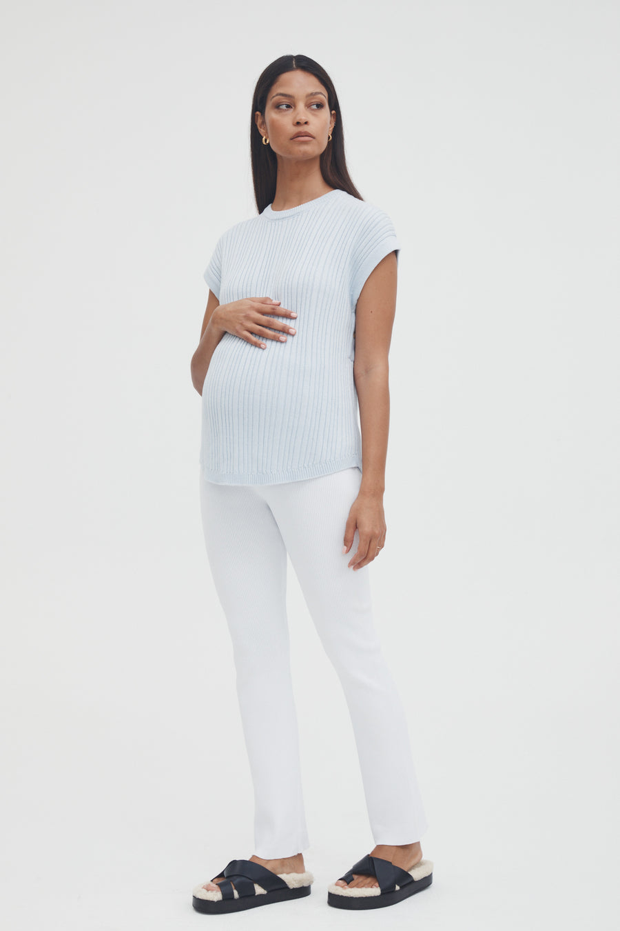 Maternity Cable Knit Top (Powder) 1