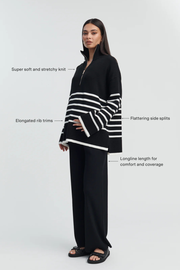 Sadie Stripe Knit Jumper (Black/Ivory) - LÉGOE HERITAGE