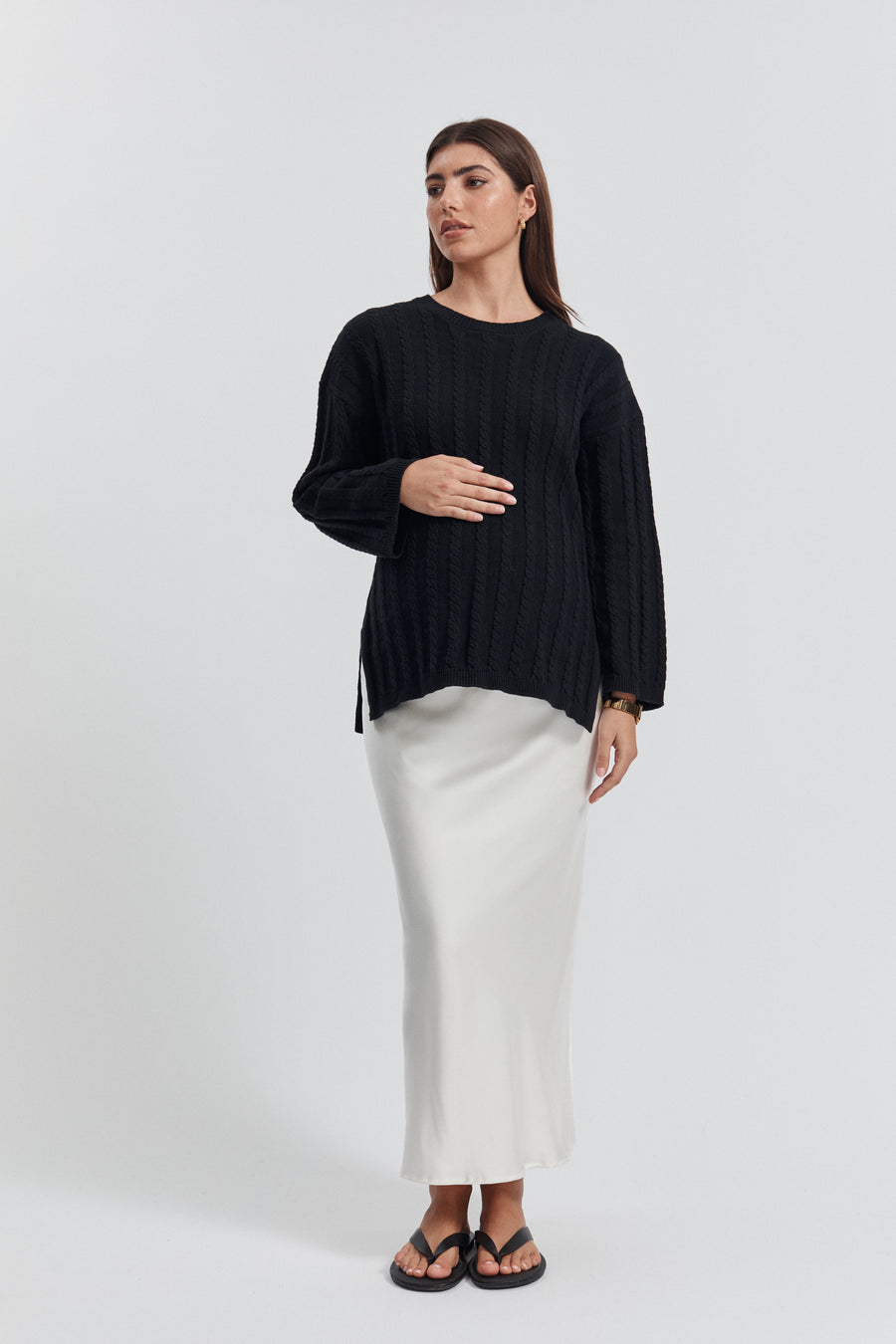 Maternity Cable Knit Jumper (Black) 3