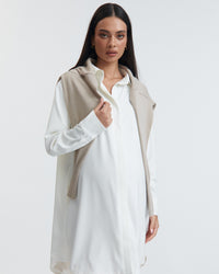 Satin Maternity Shirtdress (Ivory) 3
