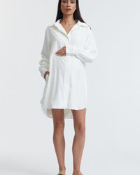 Satin Maternity Shirtdress (Ivory) 6
