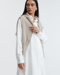 Satin Maternity Shirtdress (Ivory) 7