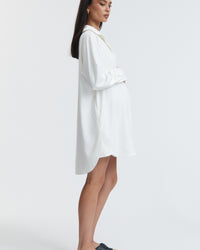 Satin Maternity Shirtdress (Ivory) 8