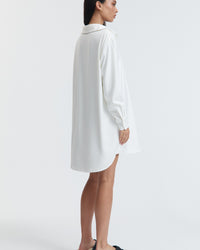 Satin Maternity Shirtdress (Ivory) 9