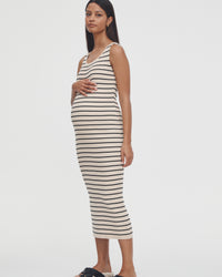 Stretchy Rib Knit Maternity Dress (Stripe) 1