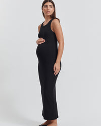 Stylish Maternity Rib Dress (Black) 3