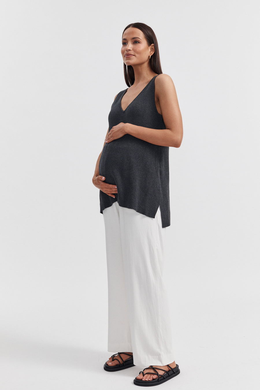 Maternity Knit Tank (Charcoal) 5