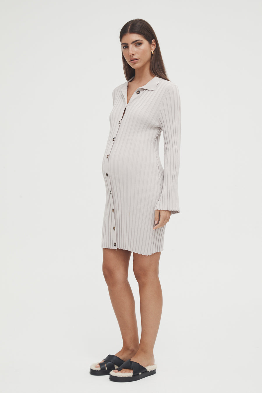 Luxury Maternity Dress (Taupe) 5