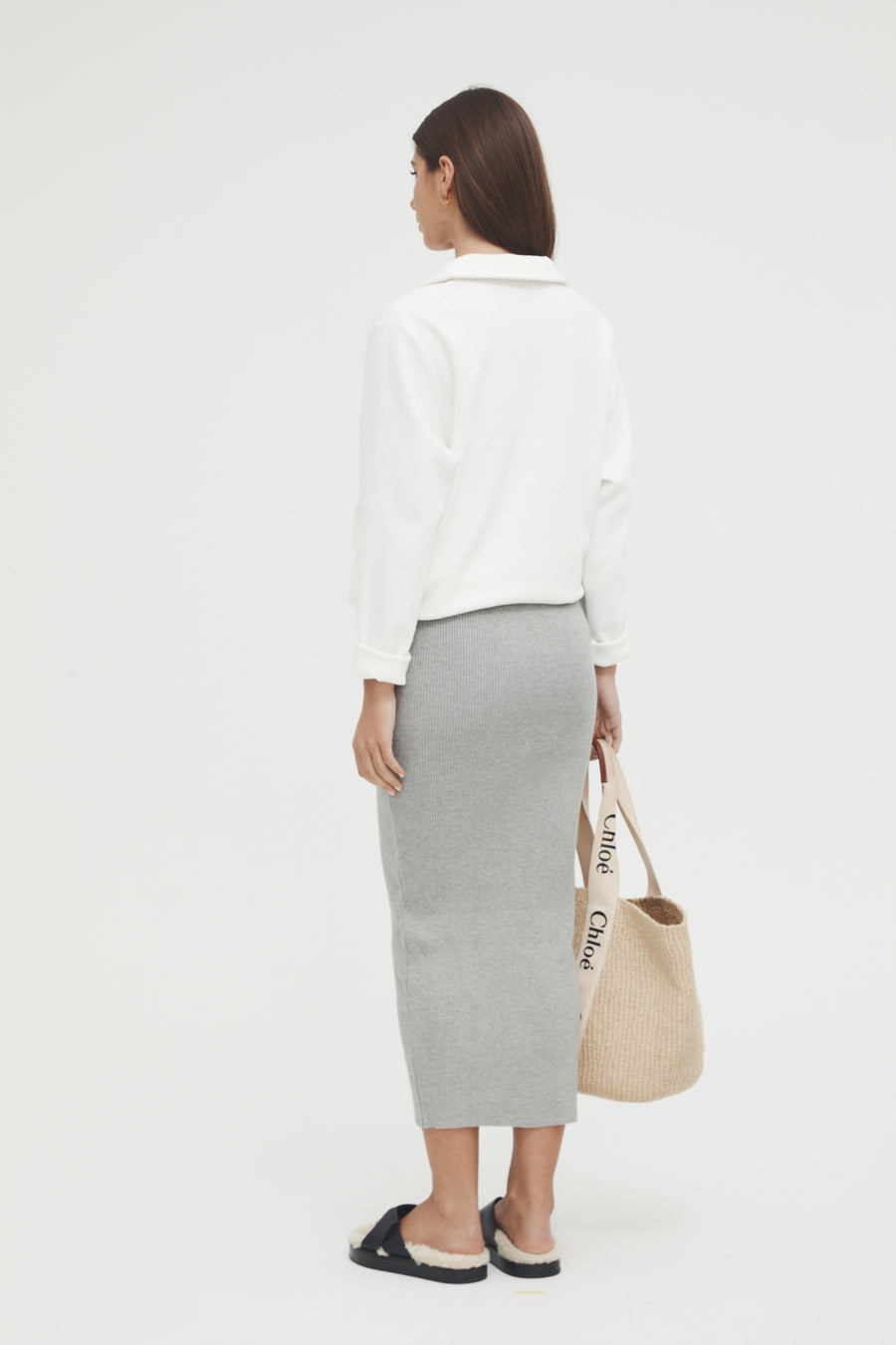 Maternity Knit Maxi Skirt (Grey) 7