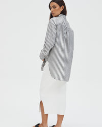 Maternity Linen Shirt (Stripe) 5