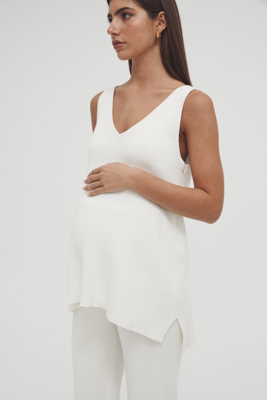 Maternity and Nursing Knit Tank White - 2