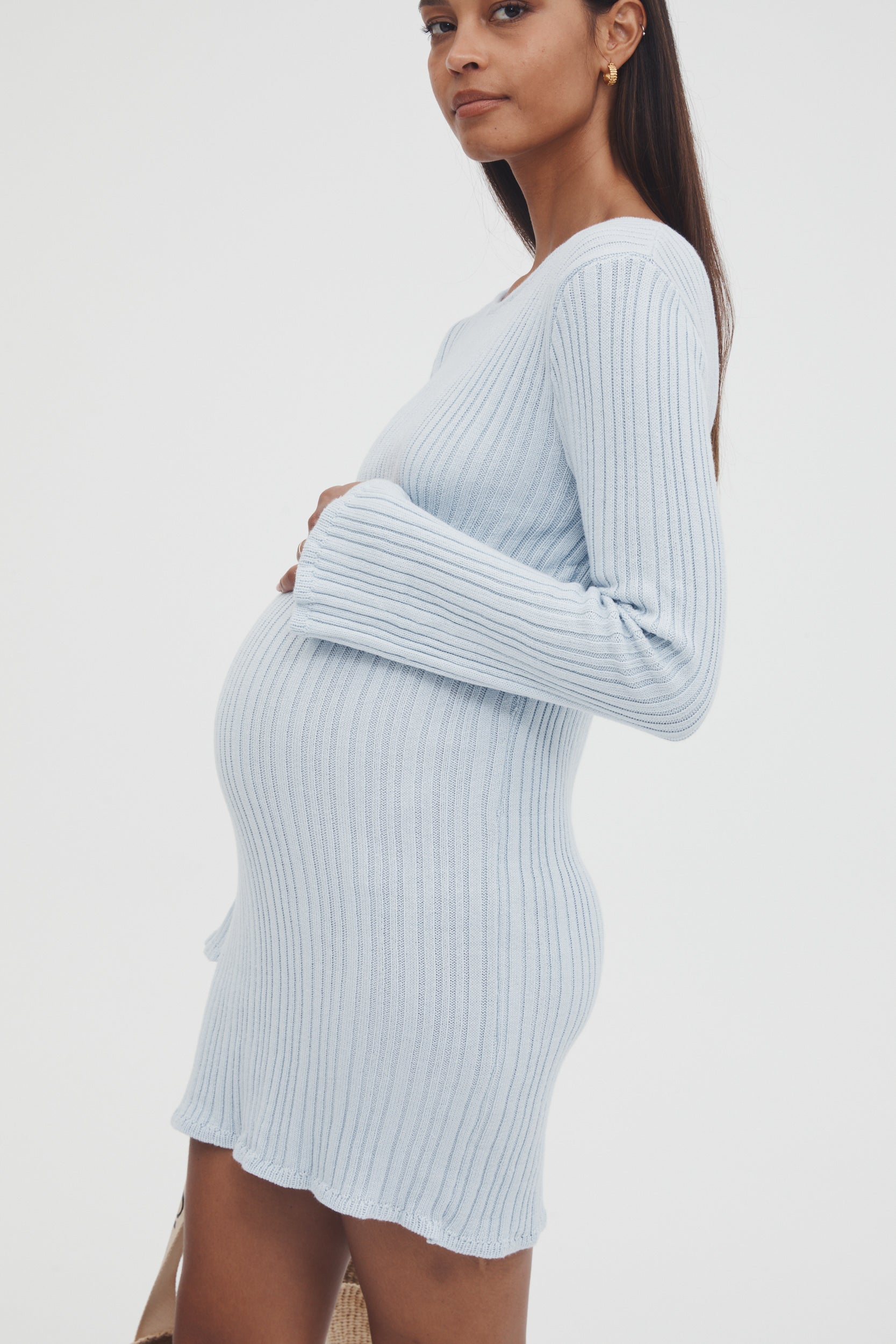 bump friendly knit dress Maternity White Dress