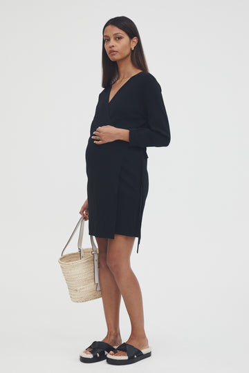 Luxury Maternity Wrap Dress (Black) 1
