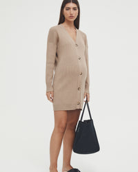 Maternity Cardigan Dress (Tan) 1