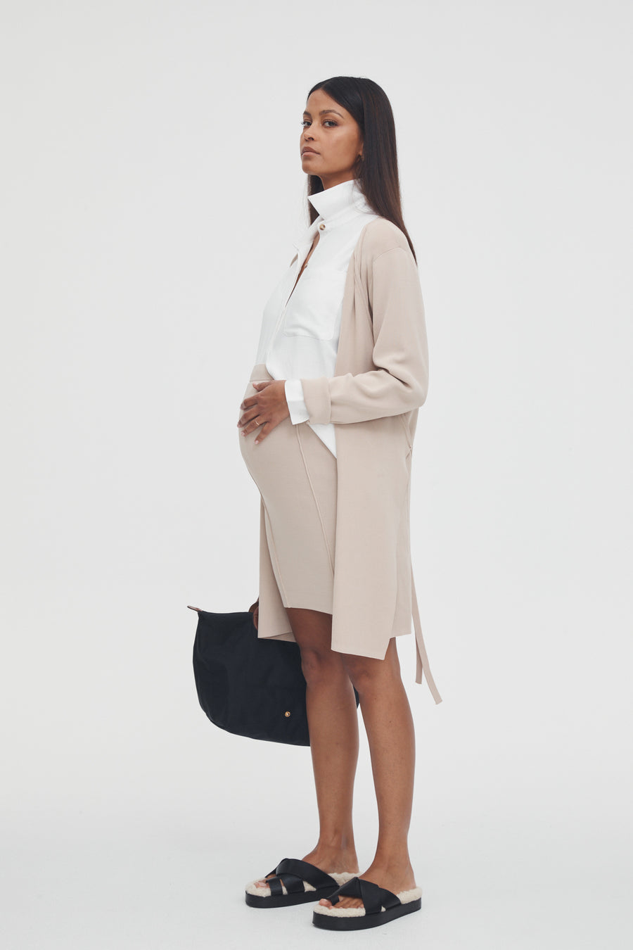 Maternity Work Skirt (Oat) 5