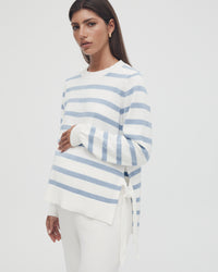 Maternity Knit Jumper (Blue Stripe) 1