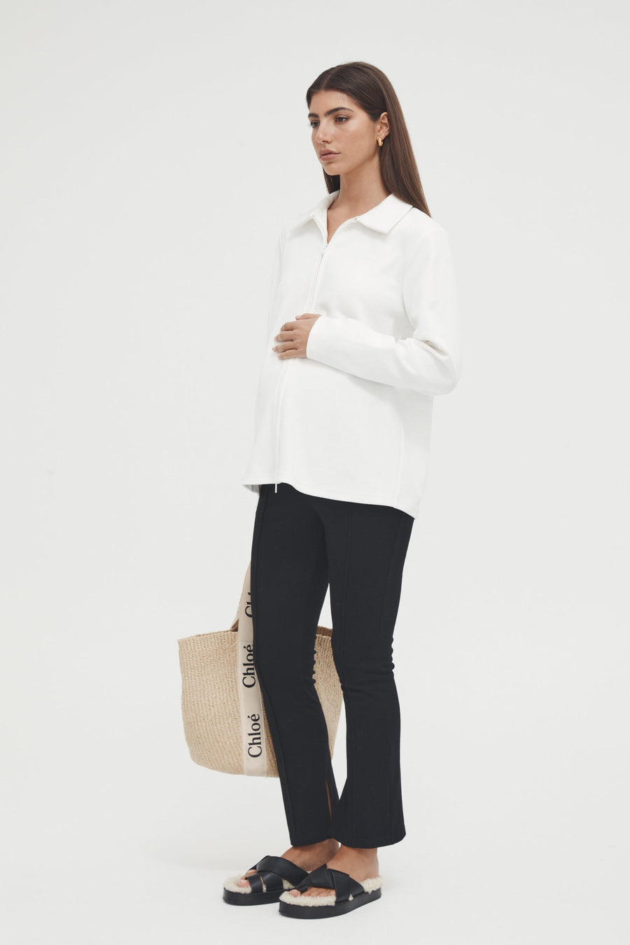 Ribbed Maternity Top (Ivory) 4