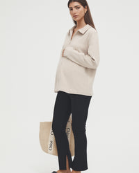 Ribbed Maternity Top (Oatmeal) 5