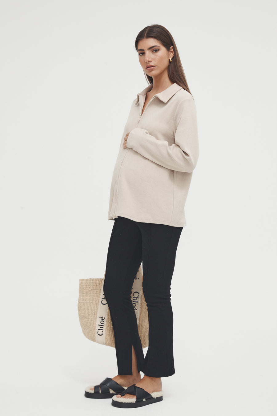 Ribbed Maternity Top (Oatmeal) 5