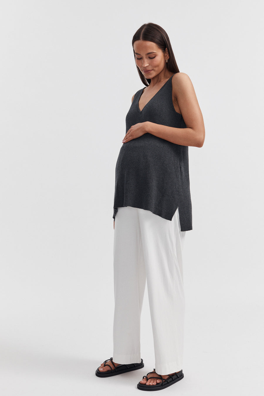 Maternity Knit Tank (Charcoal) 3