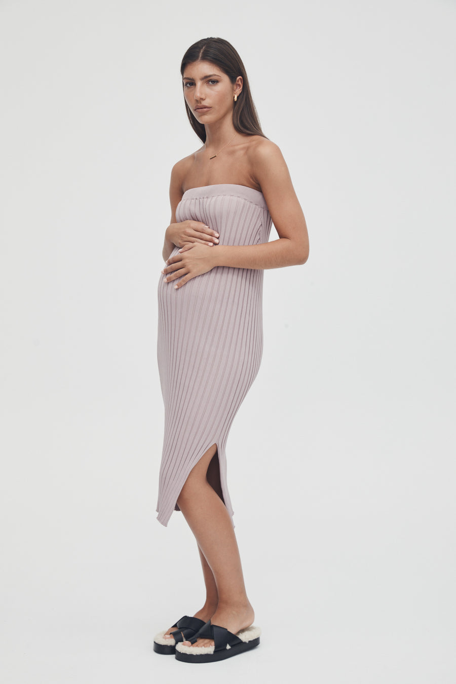 Luxury Maternity Maxi Skirt (Pink) 2