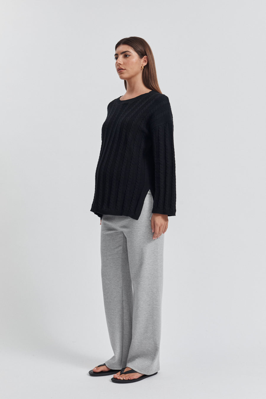 Maternity Cable Knit Jumper (Black) 5