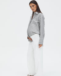 Maternity Linen Shirt (Stripe) 1