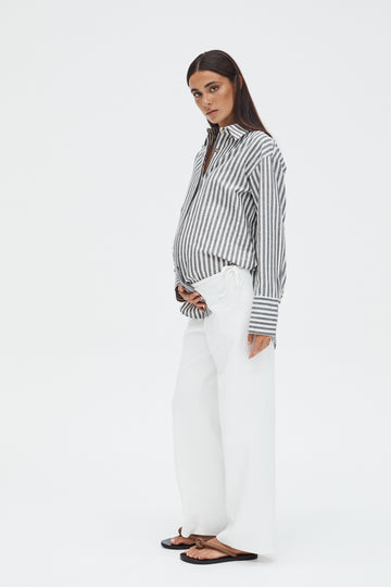 Maternity Linen Shirt (Stripe) 1