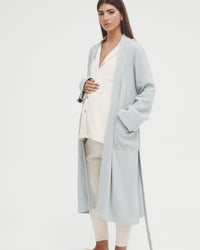 Maternity Waffle Robe (Dusty Blue) 3