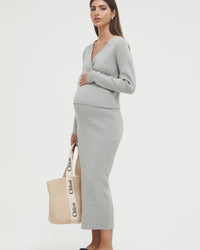 Maternity Knit Maxi Skirt (Grey) 4