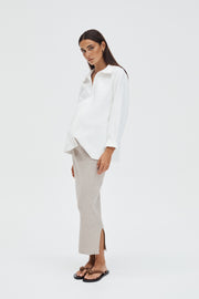 Maternity Ribbed Split Skirt (Taupe Marle) 2