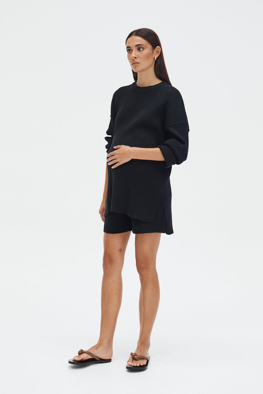 Stylish Maternity Shorts (Black) 3
