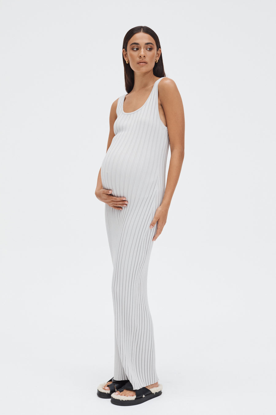 Stylish Maternity Maxi Dress (Stone) 4
