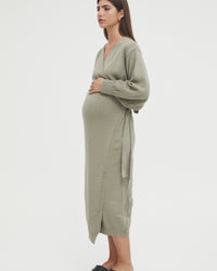 Maternity Wrap Dress (Olive) 1
