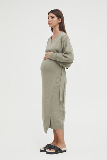 Maternity Wrap Dress (Olive) 1