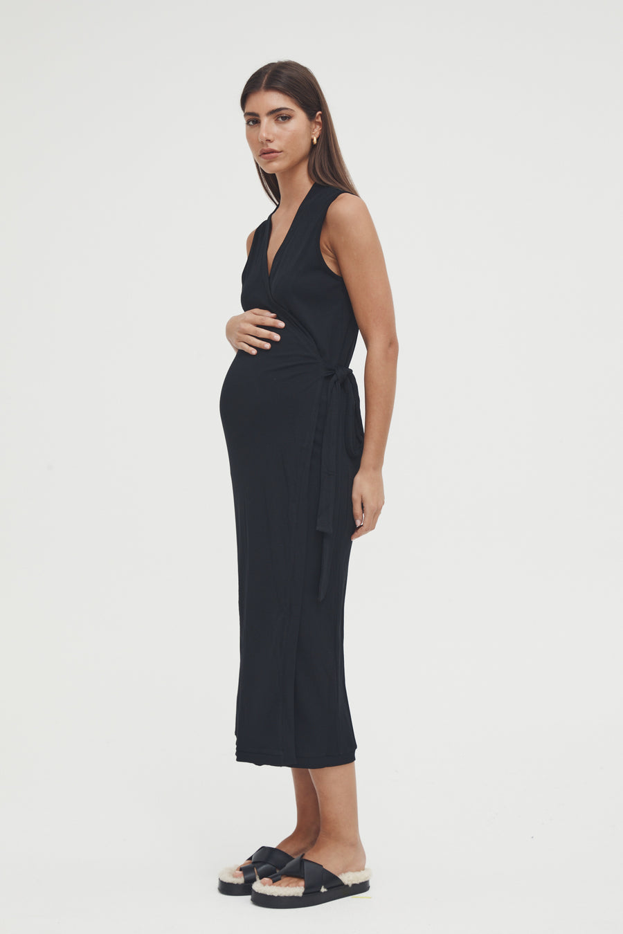 Maternity Wrap Dress (Black) 2
